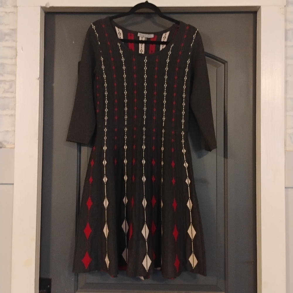 Danny & Nicole Black and Red Geometric Dress